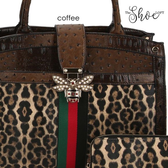 Queen Bee Stripe Leopard Satchel & Wallet Set - Picture 11 of 15